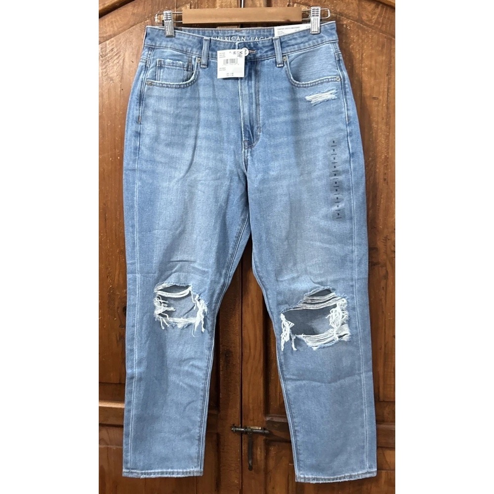 NWT American Eagle MOM Jeans Womens Sz 8 Short Comfort Waist Super High Rise